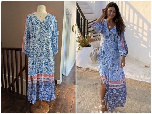 Zara blue white - paisley, print