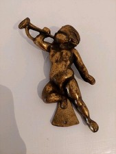 Vtg Brass Cherub Door Knocker 14cm Long Angel Door Knocker 