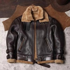 WW2 B3 RAF Brown Mens Bomber Flying Aviator Fur Irvin Shearling Leather Jacket