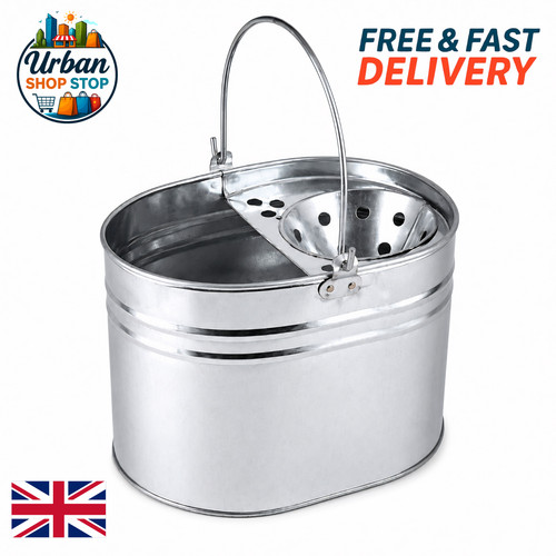 Metal mop bucket with wringer - metal,