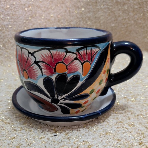 Mexican talavera style teacup - talavera,