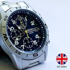 Seiko Chronograph SND379P - Blue Dial, 38mm Quartz Caliber 7T92, 100m WR, JDM