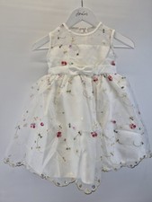 Ivory Wedding Flower Girl Dress Bridesmaid Party embroidered Roses Voile 0353