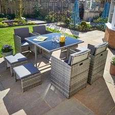 9 Piece Cube Rattan Garden