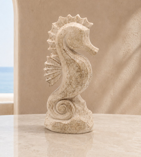 Cream seahorse ornament - 3d,