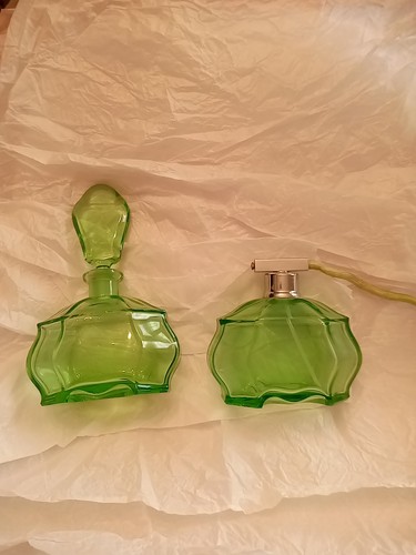 Vintage green color cut glass