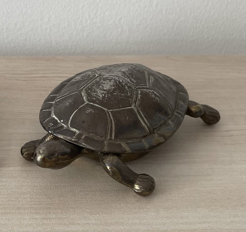Vintage brass tortoise ashtray - vintage,