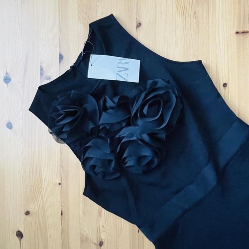 Zara black textured floral - black,
