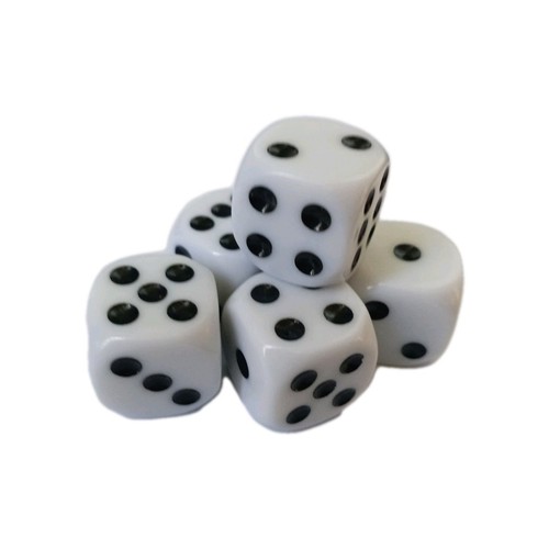 5pcs dice white 16mm - 5pcs,