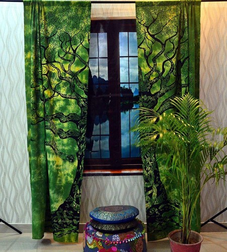 Hippie mandala curtains - curtains, cotton