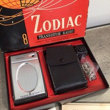 Rare Vintage 60's Zodiac 8 Transistor Radio Model 801 Hong Kong w/ Original Box