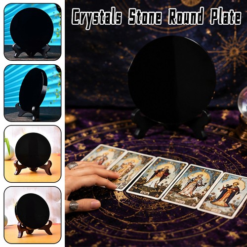 Black obsidian scrying mirror - black,