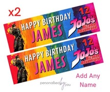2 x Personalised JOJO Bizarre Adventure Birthday Banners LARGE Kids Party ANIME