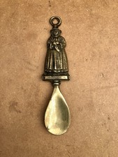 Vintage Solid Brass Shoe Horn with Decorative Figure Handle 6" - Good Condition