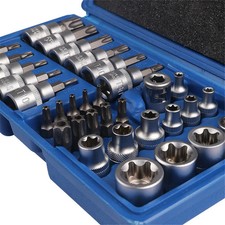 34pcs Torx Star Bit Socket Set 1/4" 3/8" Drive Male Female E-torx Security Bits