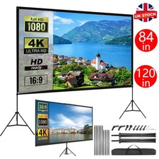 120" Projector Screen w/Tripod Stand Portable Home Outdoor Movie Screen 16:9 4K