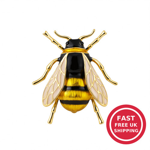 Bee brooch pin - bee, gold