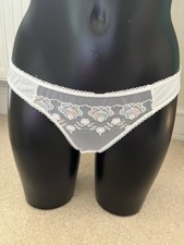 Vintage St Michael White Sheer Embroidered Knickers Briefs Panties 12-14  (K7)