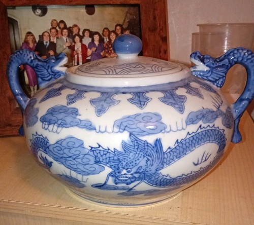Large chinese teapot blue and - chinese,