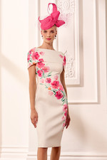 John Charles 66572 Dahlia Print Dress, detachable cape