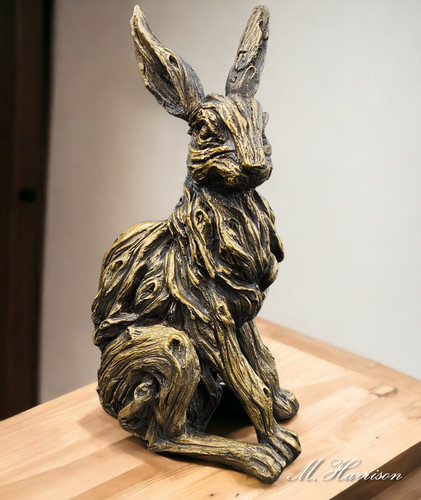 Sitting gold hare - gold,