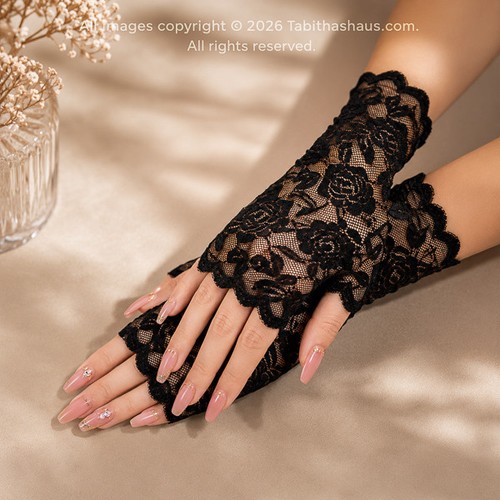 Women black fingerless - women's, lace