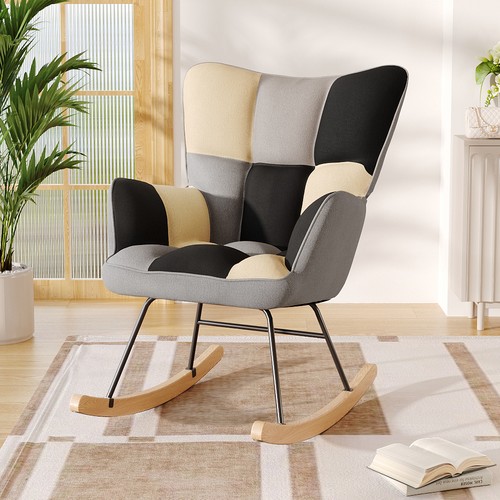 Linen patchwork fabric rocking - patchwork,