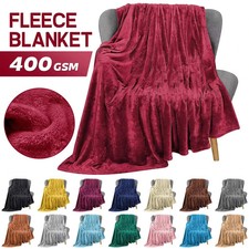 Large Fleece Blanket Sofa Bed Throw Faux Fur Reversible Travel Throw Comforter