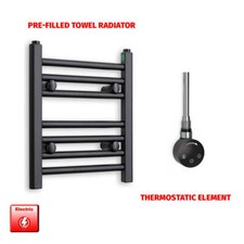 Black 400 x 300 mm Electric Heated Towel Rail Radiator Bathroom Prefilled WIFI