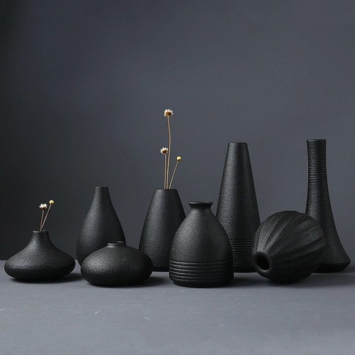 Black pottery vase hydroponic - vase,