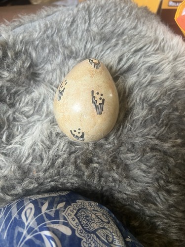 Stone carved egg sculpture - stone,