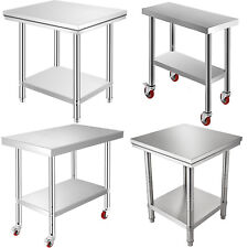VEVOR Commercial Stainless Steel Kitchen Food Prep Work Table Bench / Wheels
