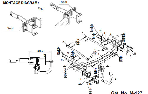 Detachable tow bar - bar, for
