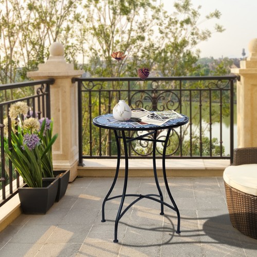 Mosaic round garden table - mosaic,