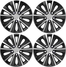 FOR RENAULT KANGOO - 15" WHEEL TRIMS RAPIDE BLACK & SILVER HUB CAPS 4PC SET