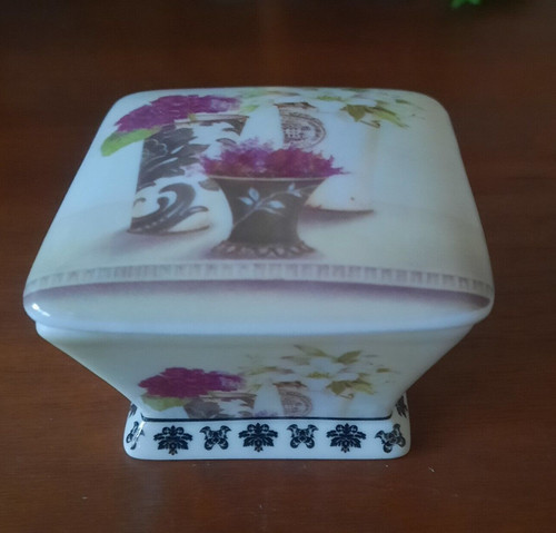 Ceramic trinket box floral - ceramic,