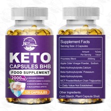 Keto Diet BHB Capsules Weight Loss 120 Pills Fat Burner Detox Dietary Supplement