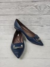 Geox Respira Dark Blue Slip On Shoes Pointed Toe Silver Buckle.Size 39 (Uk6).PAC