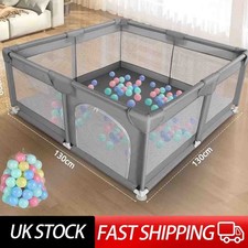 Baby Fence Playpen Large Foldable Gray Indoor w/ 50ball for Kids Toddlers Infant
