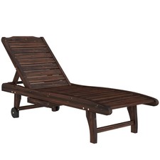 Outsunny Wooden Sun Lounger