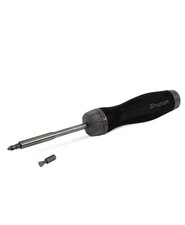 Snap On Ratchet Screwdriver Soft Grip In Dark Titanium With 2 Bits NEW