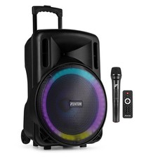 Fenton FT15LED MK2 Portable PA System - 800W Wireless Microphone & Lights