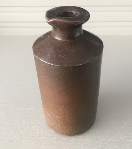 Antique brown stone bottle - brown,