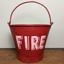 Vintage Red Fire Bucket - Rustic Metal Bucket - Ideal Planter / Kindling Bucket