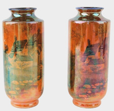Pair of Shelley orange lustre