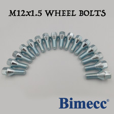 M12x1.5, 26mm Wheel Bolts Bimecc (Silver) x 16 For BMW E30 E36 E46 E90 E91 E92