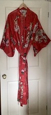 LOVELY VINTAGE RED SILKY JAPANESE MADE KIMONO DRESSING GOWN ROBE FULL LENGTH