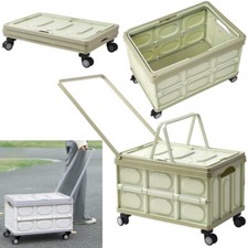 Folding Boot Cart Shopping Trolley Fold Up Storage Box Wheels Crate Collapsible