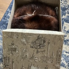 Vintage Harrods Cardboard Box.  Posted 1967 With A Fur Hand Muff