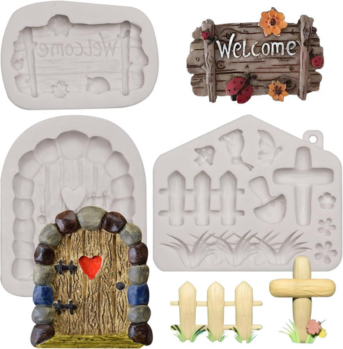 Garden fairy silicone fondant - garden,